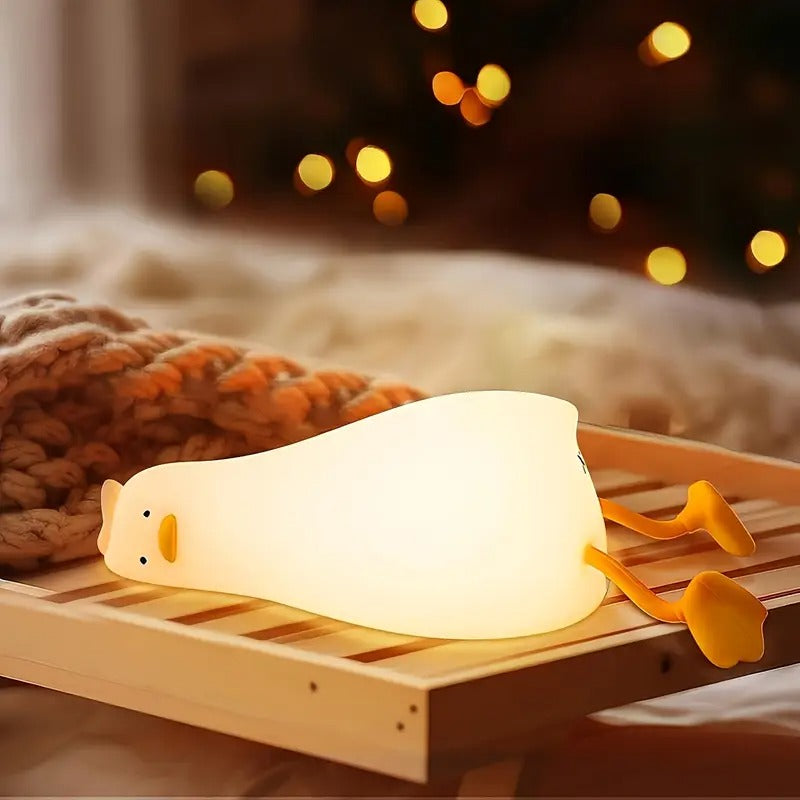 Lying Flat Duck Silicone Night Led Lamp with USB Connector
