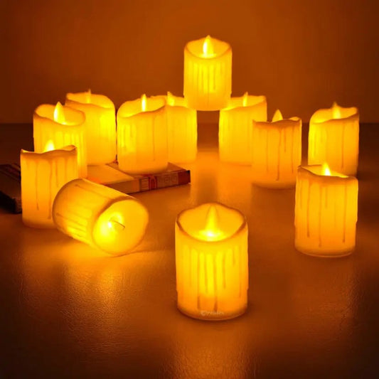 Flame less LED pillar Candle with Dancing Flame Battery Operated (Pack Of 12)
