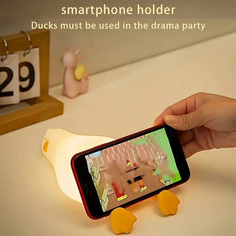 Lying Flat Duck Silicone Night Led Lamp with USB Connector