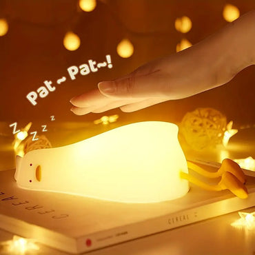 Lying Flat Duck Silicone Night Led Lamp with USB Connector