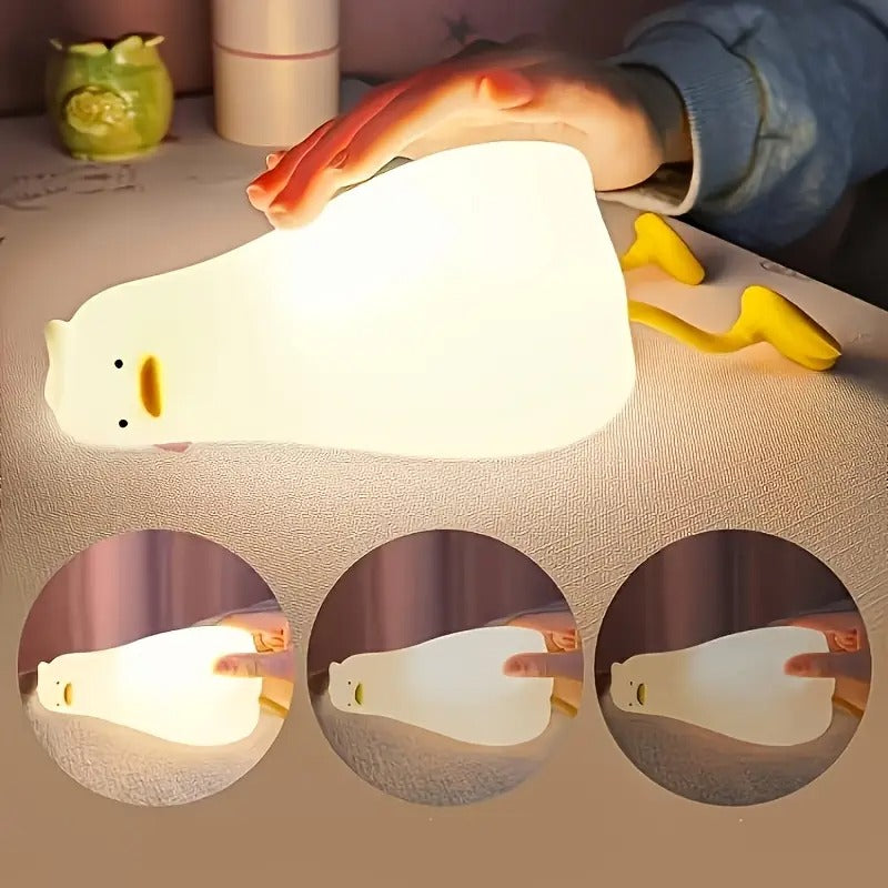 Lying Flat Duck Silicone Night Led Lamp with USB Connector