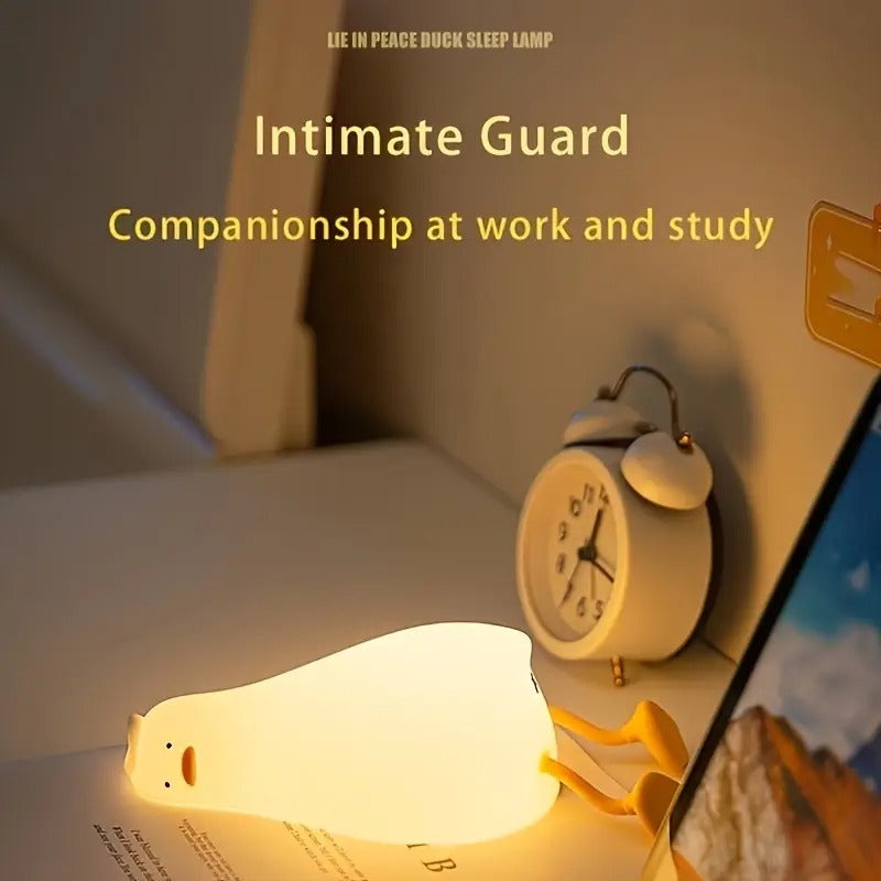 Lying Flat Duck Silicone Night Led Lamp with USB Connector