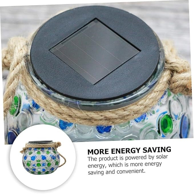 LED Lantern 2Pcs Solar Lantern Crackle Glass Ball Hanging Light