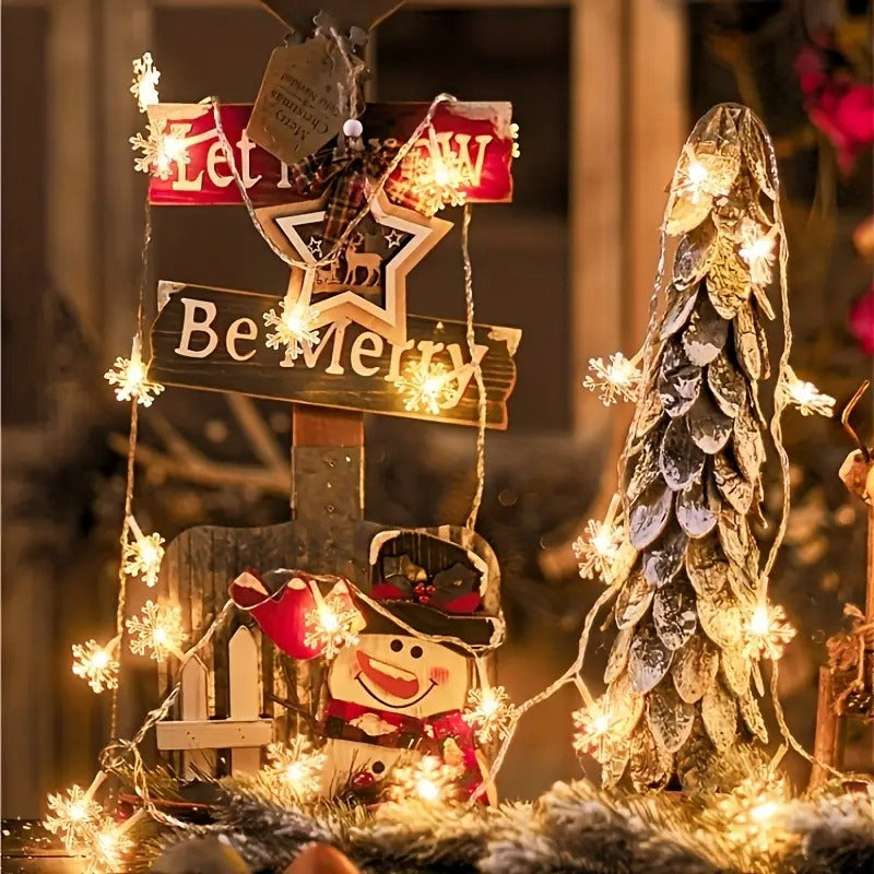 16 LED Light Snow Flake Warm White String Fairy Light Plug in for Bedroom Decor Indoor Outdoor Decor