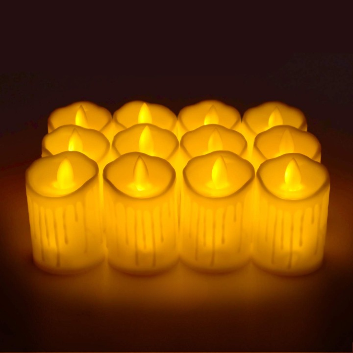 Flame less LED pillar Candle with Dancing Flame Battery Operated (Pack Of 12)