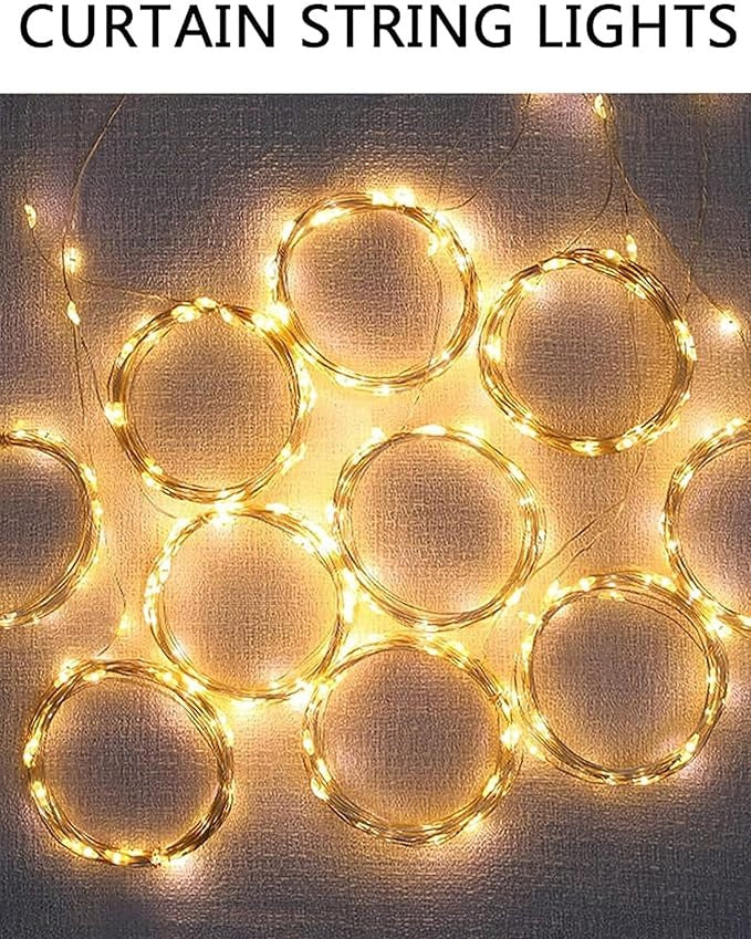 USB Powered LED Curtain String Warm White Light