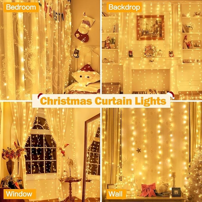USB Powered LED Curtain String Warm White Light