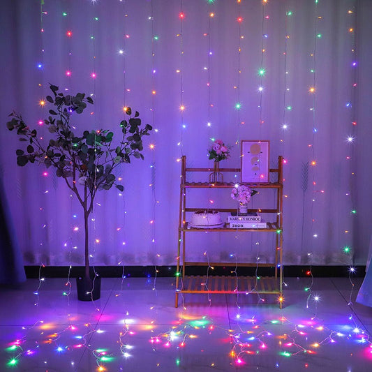 Curtain Fairy Lights, Colourful Copper Wire Window Lights, Multicoloured Fairy Lights with Remote Control