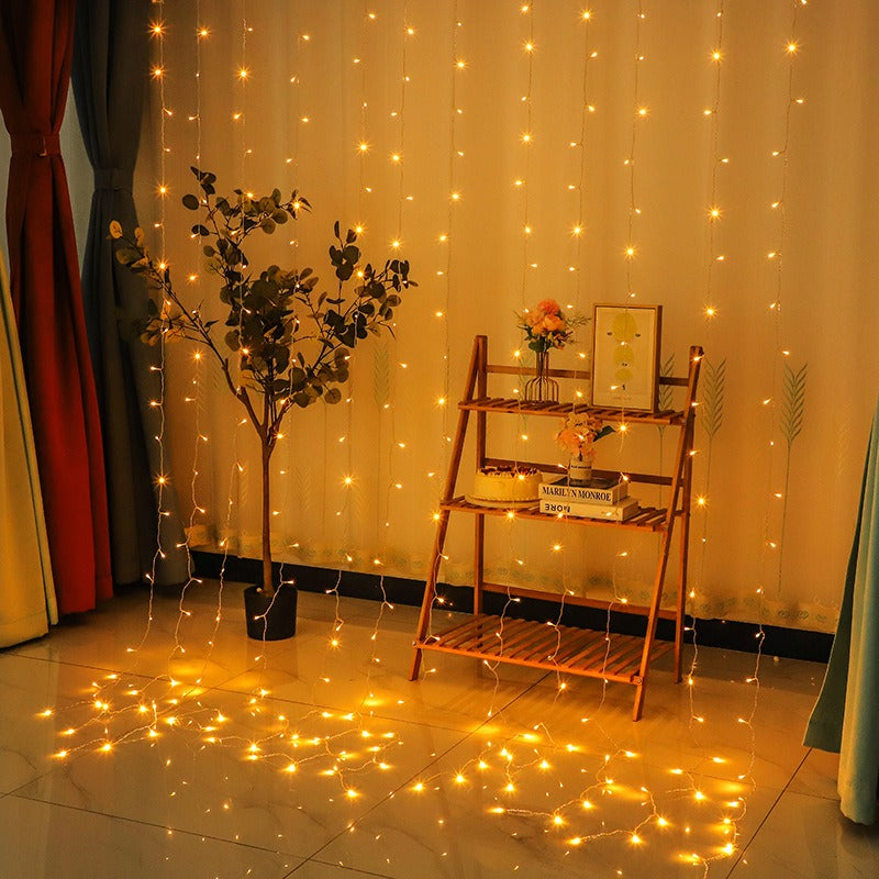 USB Powered LED Curtain String Warm White Light