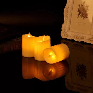 Flame less LED pillar Candle with Dancing Flame Battery Operated (Pack Of 12)