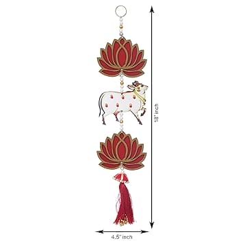 JaipurCrafts  Lotus Flower Door & Wall Hanging for Diwali Decoration| Wall Decor |Temple Decor Wall Hanging Home and Office Decor (Wood Set of 2) 18" Inches