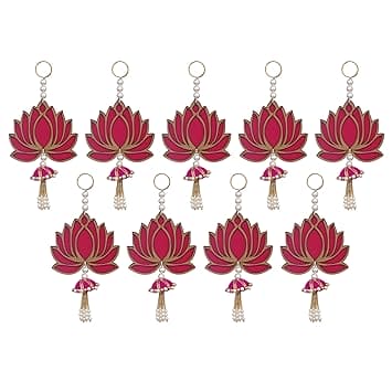 JaipurCrafts  Lotus Wall Hanging |Lotus Back Drop Hanging | ganpati Decoration Wall Hanging Home and Office Decor (Wood Set of 9) 8" Inches