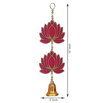 JaipurCrafts  Pink Lotus Wall Hanging |Lotus Back Drop Hanging | Wall Decor |Temple Decor Wall Hanging Home and Office Decor (Wood Set of 6) 14" Inches
