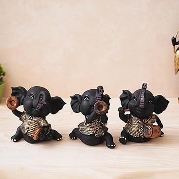 JaipurCrafts  Premium Decorative Baby Elephant Showpiece Statue for Home and Office Decor and Gift Itam- (20.32 Cm Set of 3)