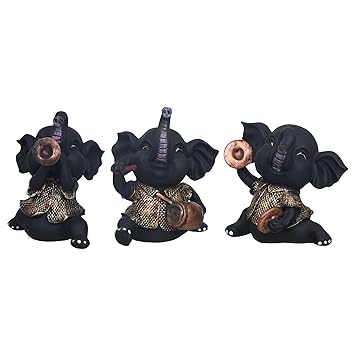JaipurCrafts  Premium Decorative Baby Elephant Showpiece Statue for Home and Office Decor and Gift Itam- (20.32 Cm Set of 3)