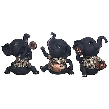 JaipurCrafts  Premium Decorative Baby Elephant Showpiece Statue for Home and Office Decor and Gift Itam- (20.32 Cm Set of 3)