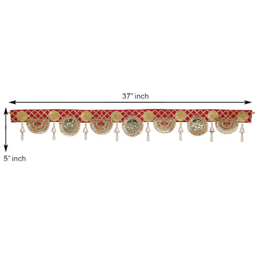 JaipurCrafts  Premium Gota Flower Handmade Door Hanging/Bandarwal/Toran for Door, Traditional Bandarwal for Door, 37" inches Length, Multicolour Diwali Decor (Design 1)