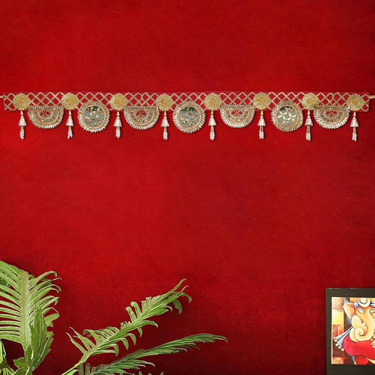 JaipurCrafts  Premium Gota Flower Handmade Door Hanging/Bandarwal/Toran for Door, Traditional Bandarwal for Door, 37" inches Length, Multicolour Diwali Decor (Design 1)