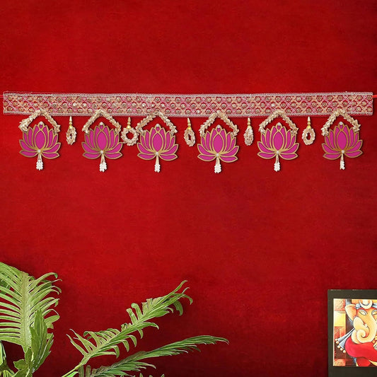 JaipurCrafts  Premium Gota Flower Handmade Door Hanging/Bandarwal/Toran for Door, Traditional Bandarwal for Door, 37" inches Length, Multicolour Diwali Decor (Design 2)