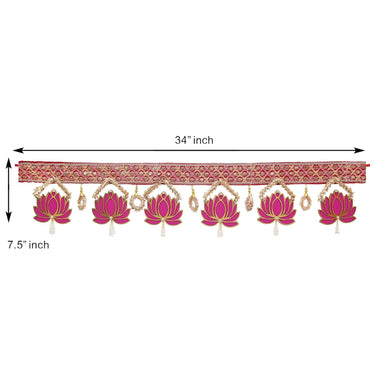JaipurCrafts  Premium Gota Flower Handmade Door Hanging/Bandarwal/Toran for Door, Traditional Bandarwal for Door, 37" inches Length, Multicolour Diwali Decor (Design 2)