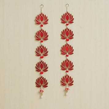 JaipurCrafts  Premium Lotus Door & Wall Hanging for Decoration|Lotus Back Drop Hanging | Wall Decor |Temple Decor Wall Hanging Home and Office Decor (Wood Set of 2) 28" Inches