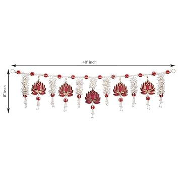 JaipurCrafts  Premium Lotus with Paper Gajra Style Bandhanwar Handmade Banderwar Wall Hanging Door Hanging for Diwali/Bandarwal/Toran for Door, Traditional Toran for Door, 40" inch Length Multicolor