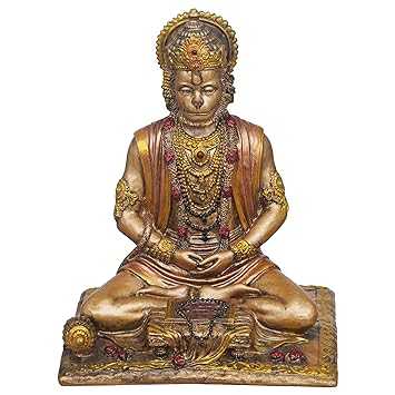 JaipurCrafts  Premium Meditating Lord Hanuman ji Idol Status Showpiece for Home and Pooja Decor | Bajrang Bali Murti for Home Temple (8 Inches. Bronze Finish)