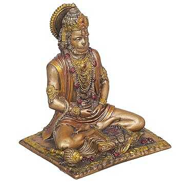 JaipurCrafts  Premium Meditating Lord Hanuman ji Idol Status Showpiece for Home and Pooja Decor | Bajrang Bali Murti for Home Temple (8 Inches. Bronze Finish)