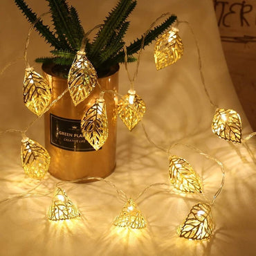 Golden Leaf Fairy Lights – 15 Warm LED Light String for Home & Festive Décor