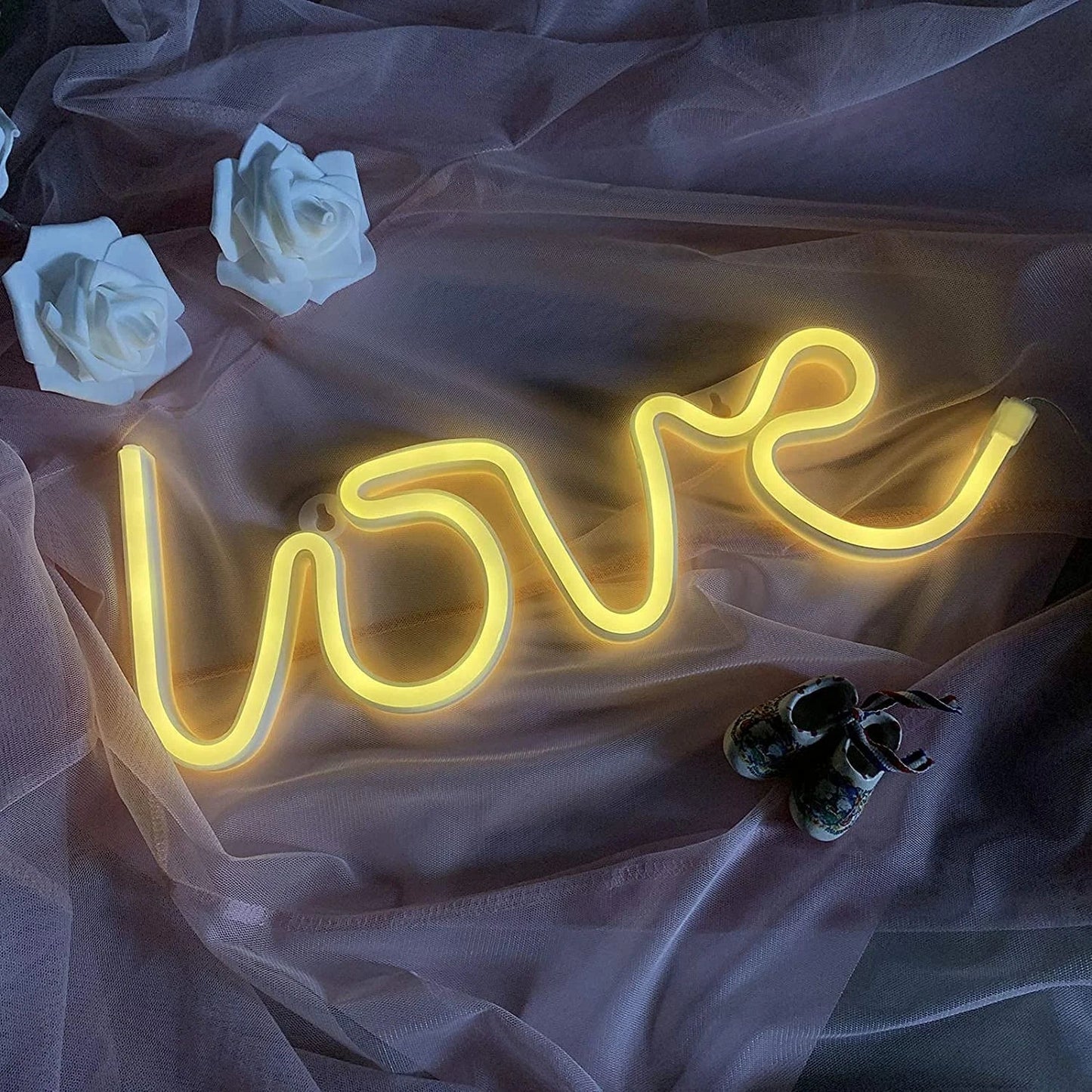 Love Neon Sign - LED USB/Battery Operated Wall Light for Bedroom, Party & Decor (Random Color)