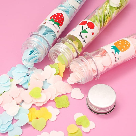 FruityClean: Cute Travel-Friendly Hand Soap Paper Flake Tubes (Set of 3) – Perfect for On-the-Go Hygiene