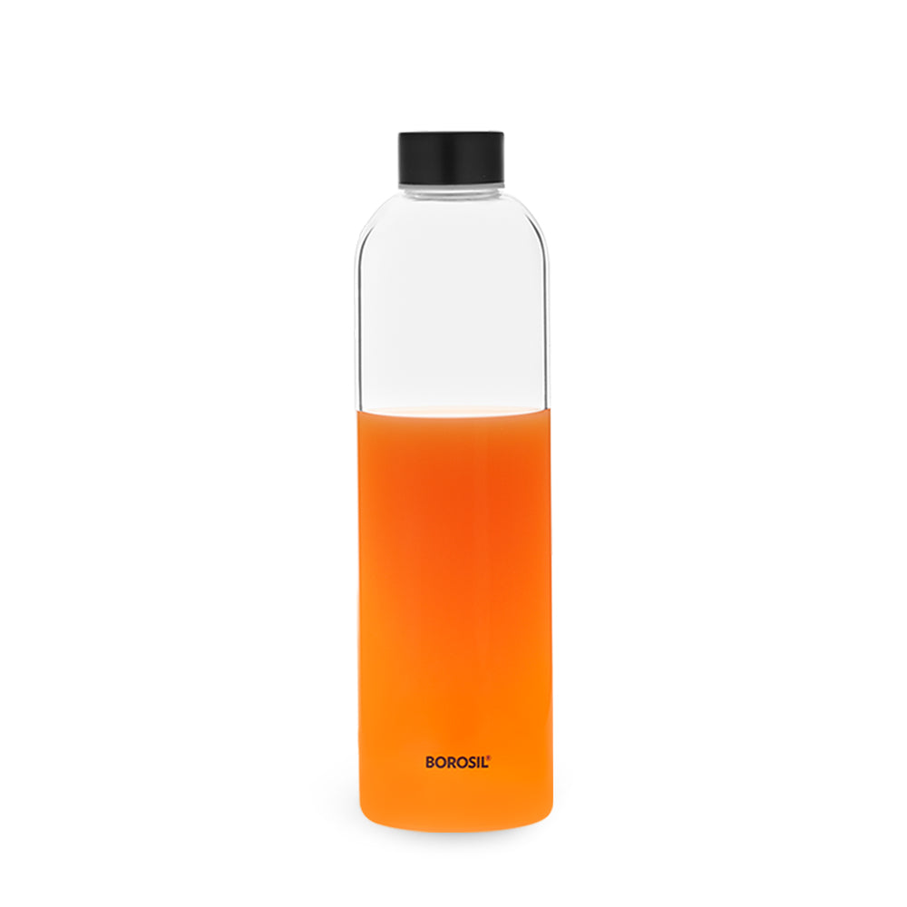 Borosil Crysto Glass Bottle-Black Lid, 750ml