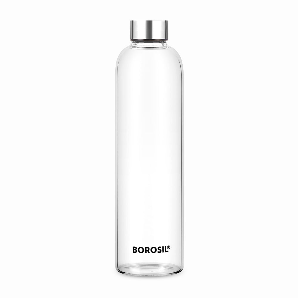 Borosil Crysto Glass Bottle-SS Lid, 1L