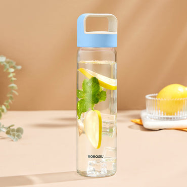 Neo Borosilicate Glass Bottle-Blue Lid-Personalise