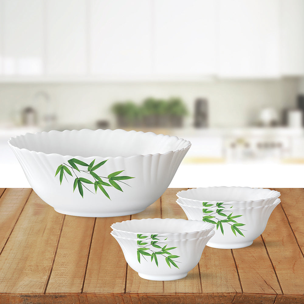 Larah by Borosil Bamboo Leaves Pudding Set, 7 pc (Small)