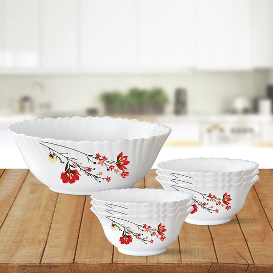 Larah by Borosil Chrys Red Pudding Set, 7 pc (Small)