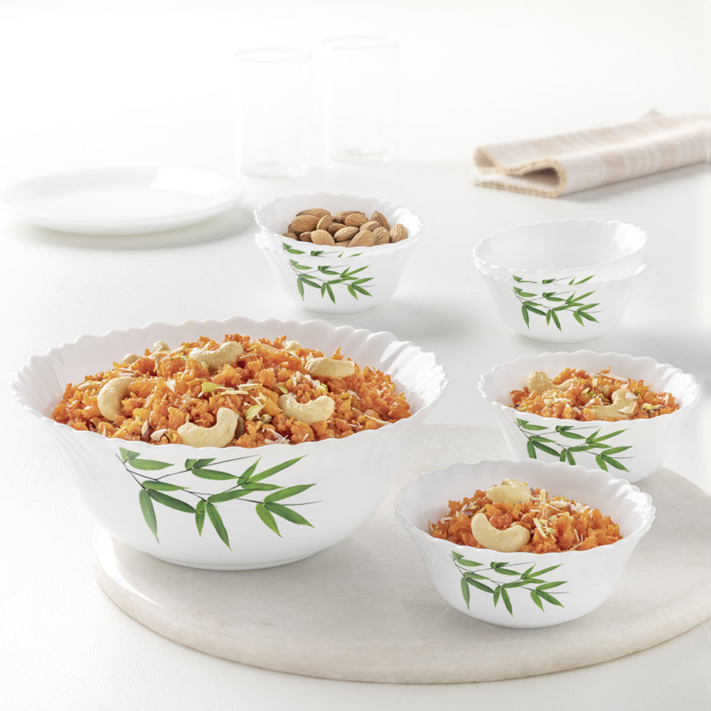Larah by Borosil Bamboo Leaves Pudding Set, 7 pc (Small)
