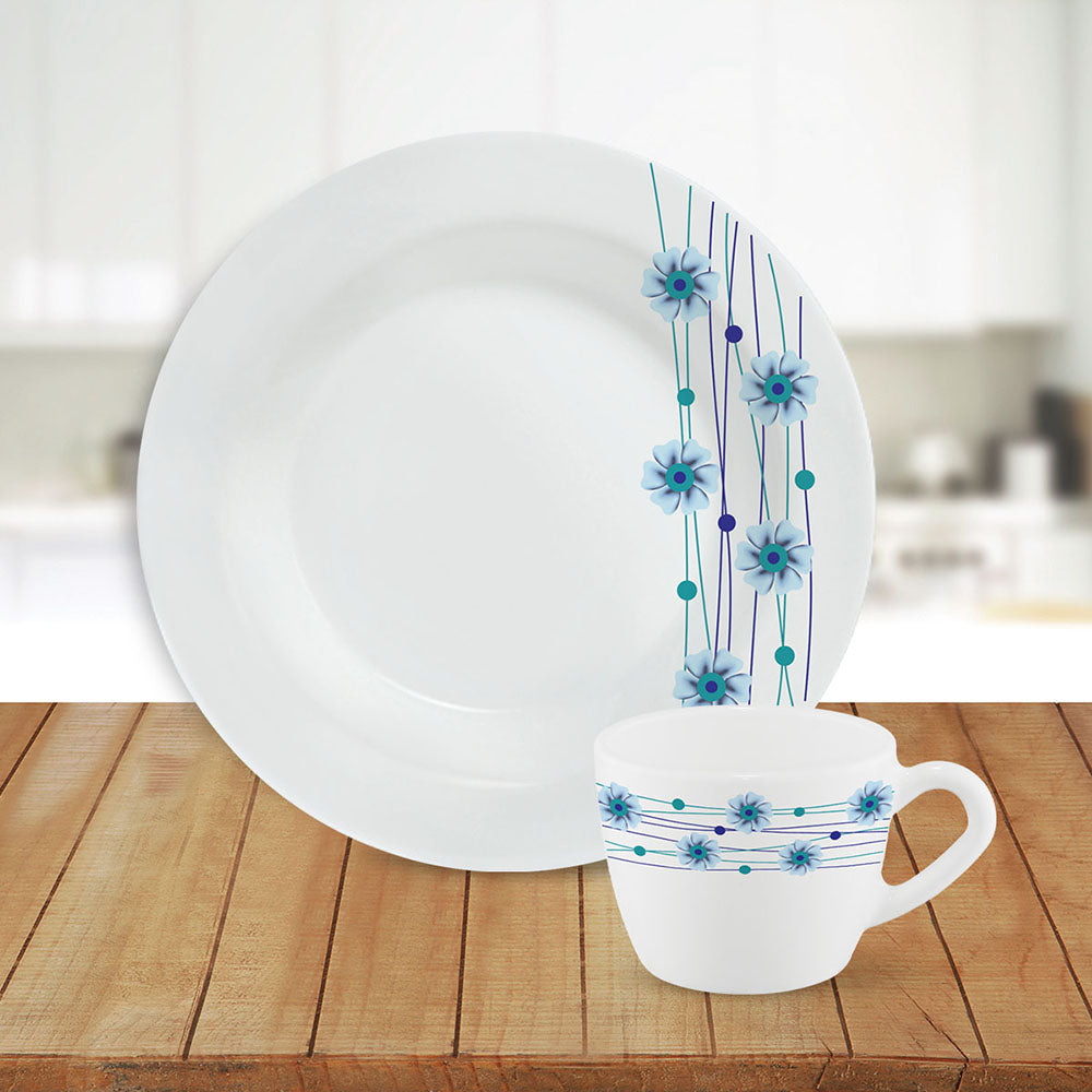 Larah by Borosil Bluebell Snack Set w Cups, 8 pc