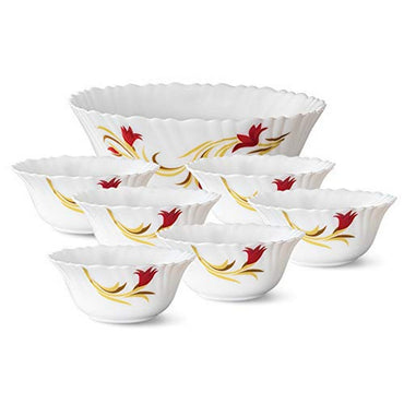 Larah by Borosil Red Lily Pudding Set, 5 pc (Mini)