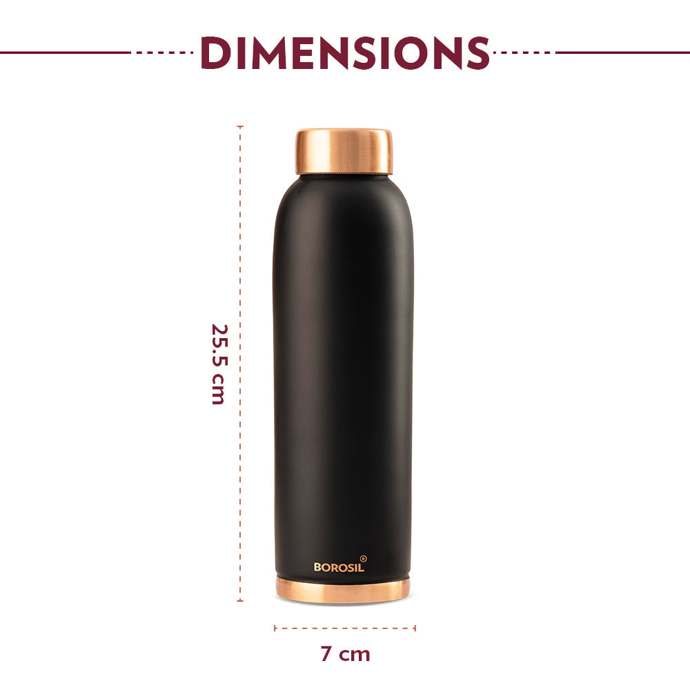 Borosil Eco Copper Bottle, Black-Personalise