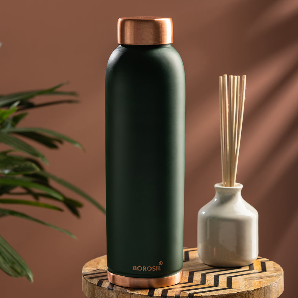 Borosil Eco Copper Bottle, Green-Personalise
