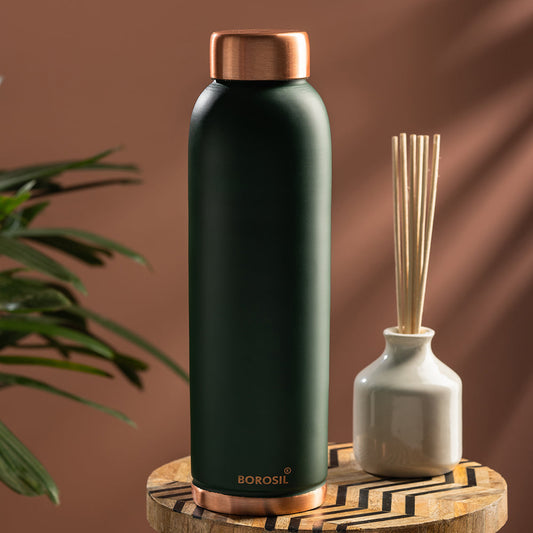 Borosil Eco Copper Bottle, Green, 1L