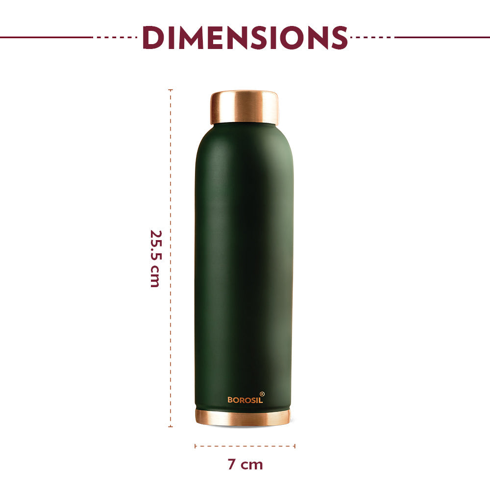 Borosil Eco Copper Bottle, Green-Personalise