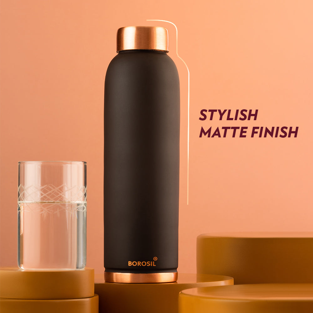 Borosil Eco Copper Bottle, Black-Personalise