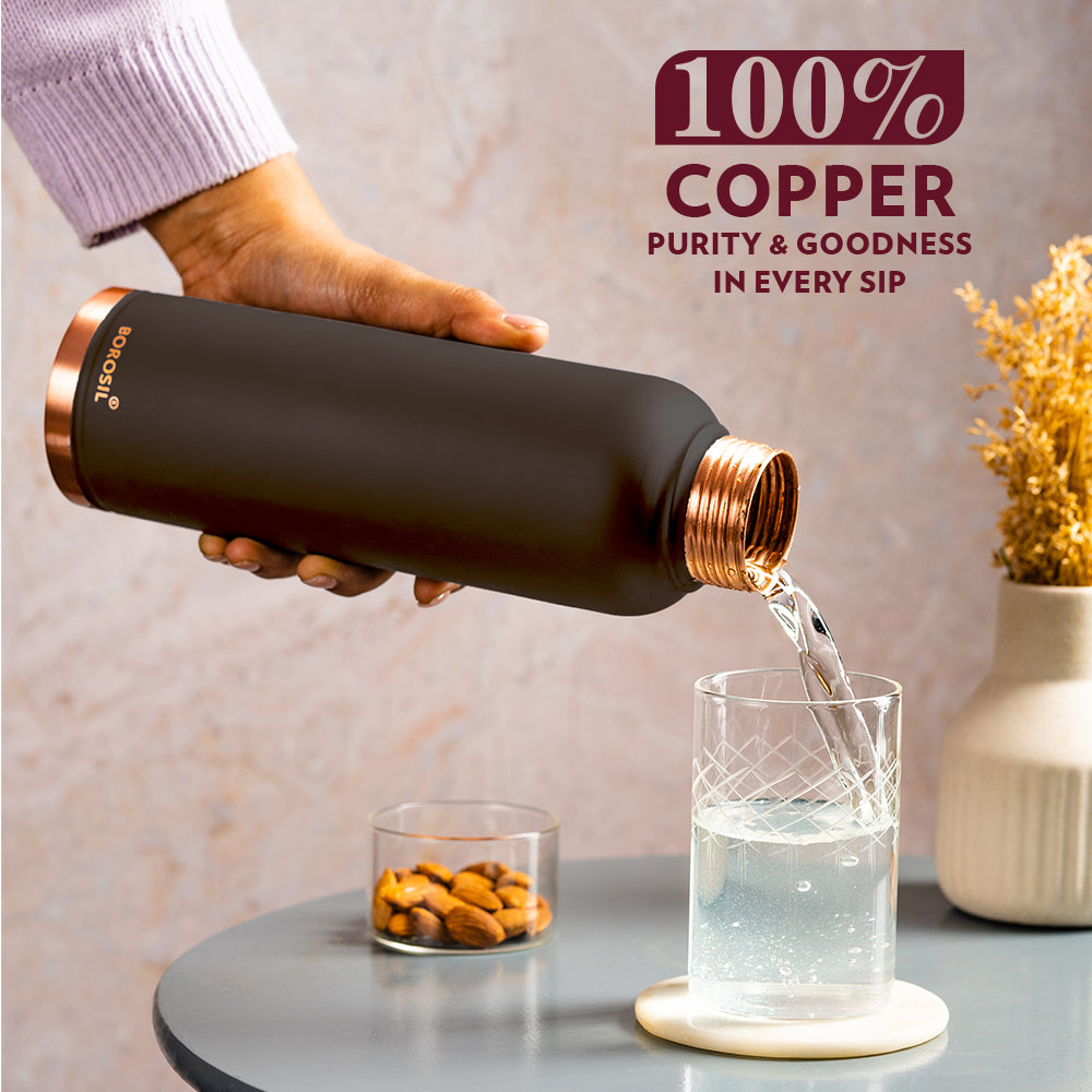 Borosil Eco Copper Bottle, Black-Personalise