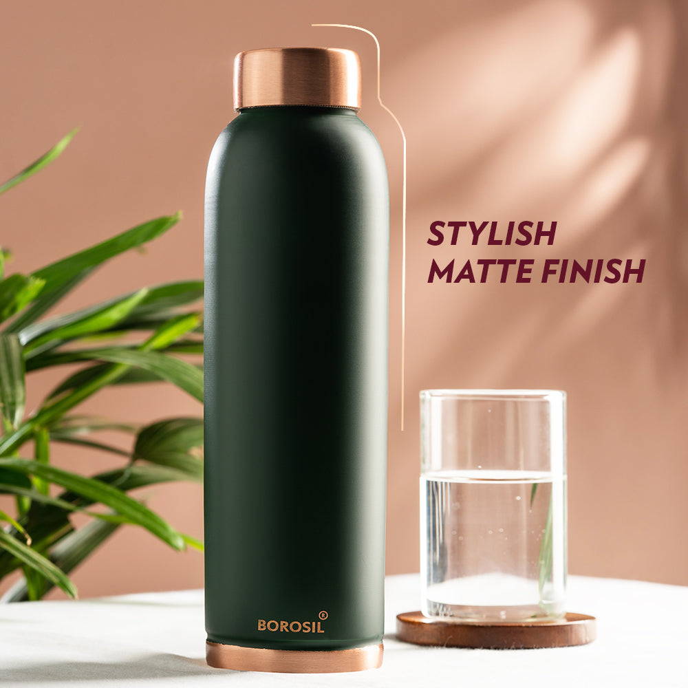 Borosil Eco Copper Bottle, Green-Personalise