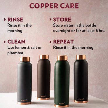 Borosil Eco Copper Bottle, Grey-Personalise