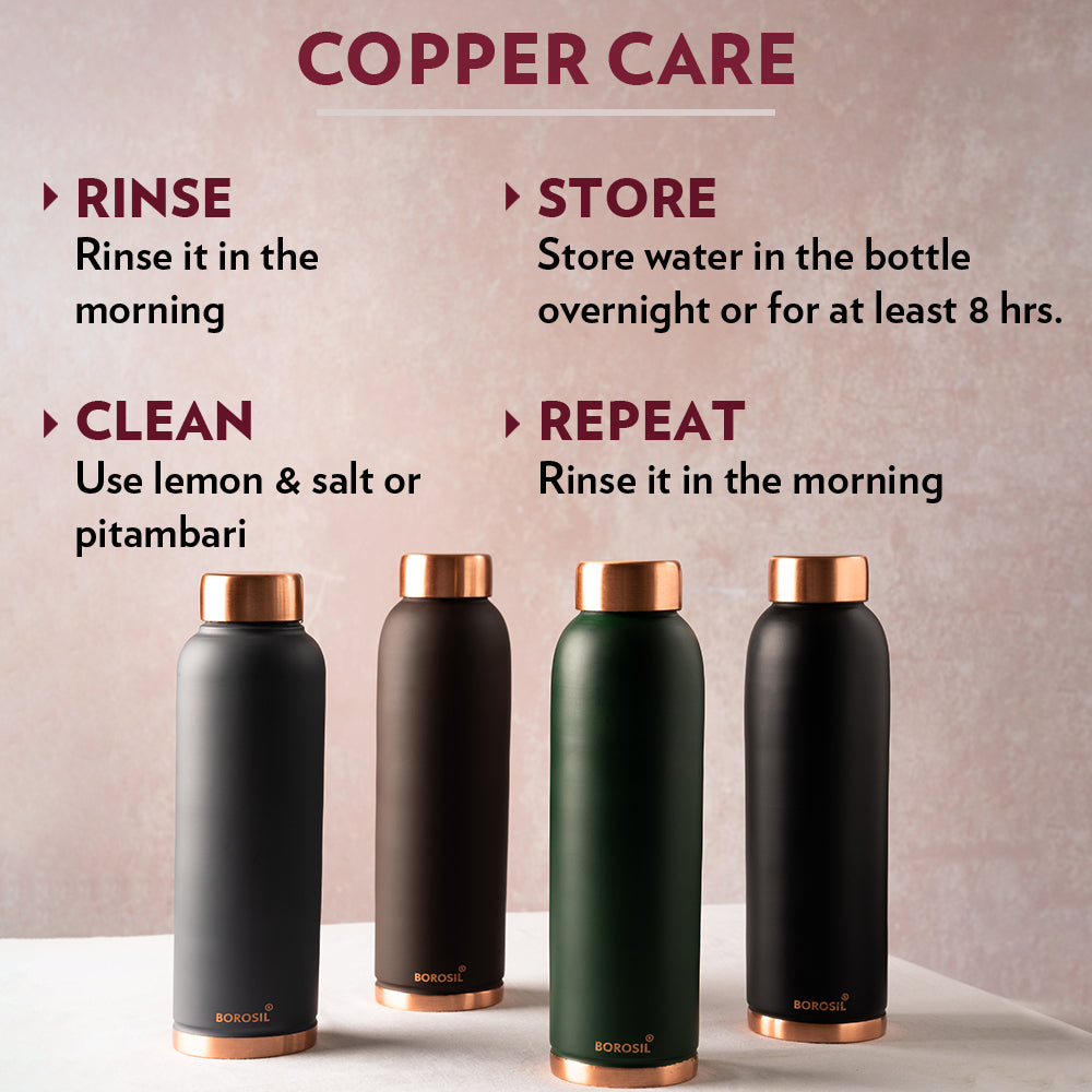 Borosil Eco Copper Bottle, Grey, 1L