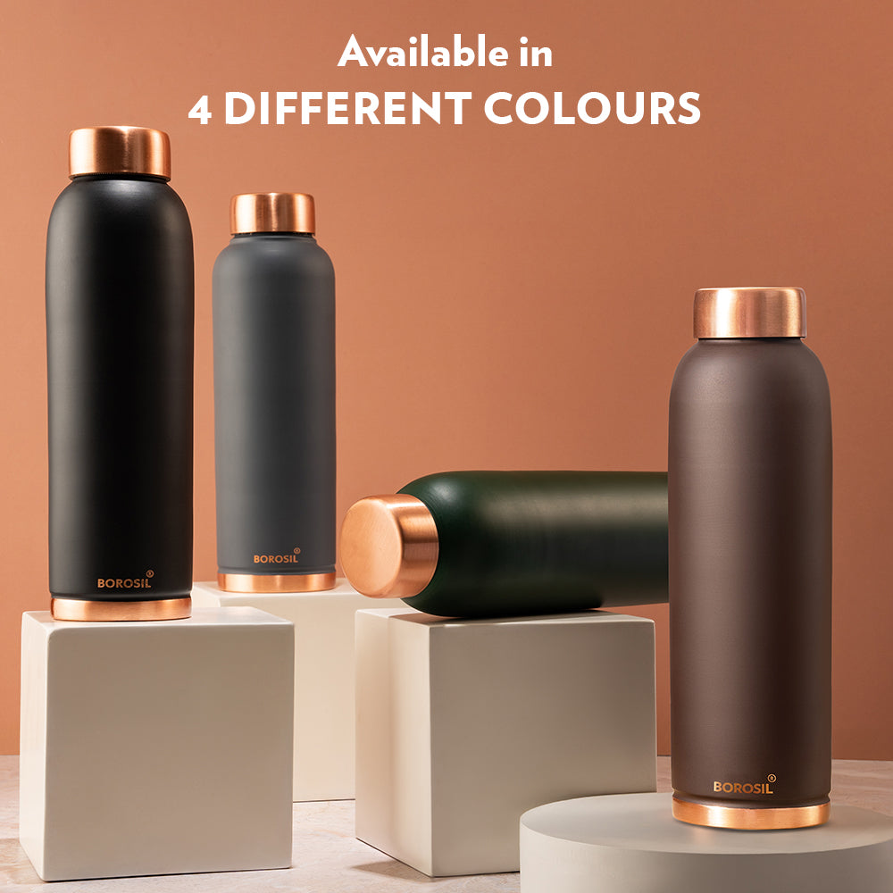 Borosil Eco Copper Bottle, Grey, 1L