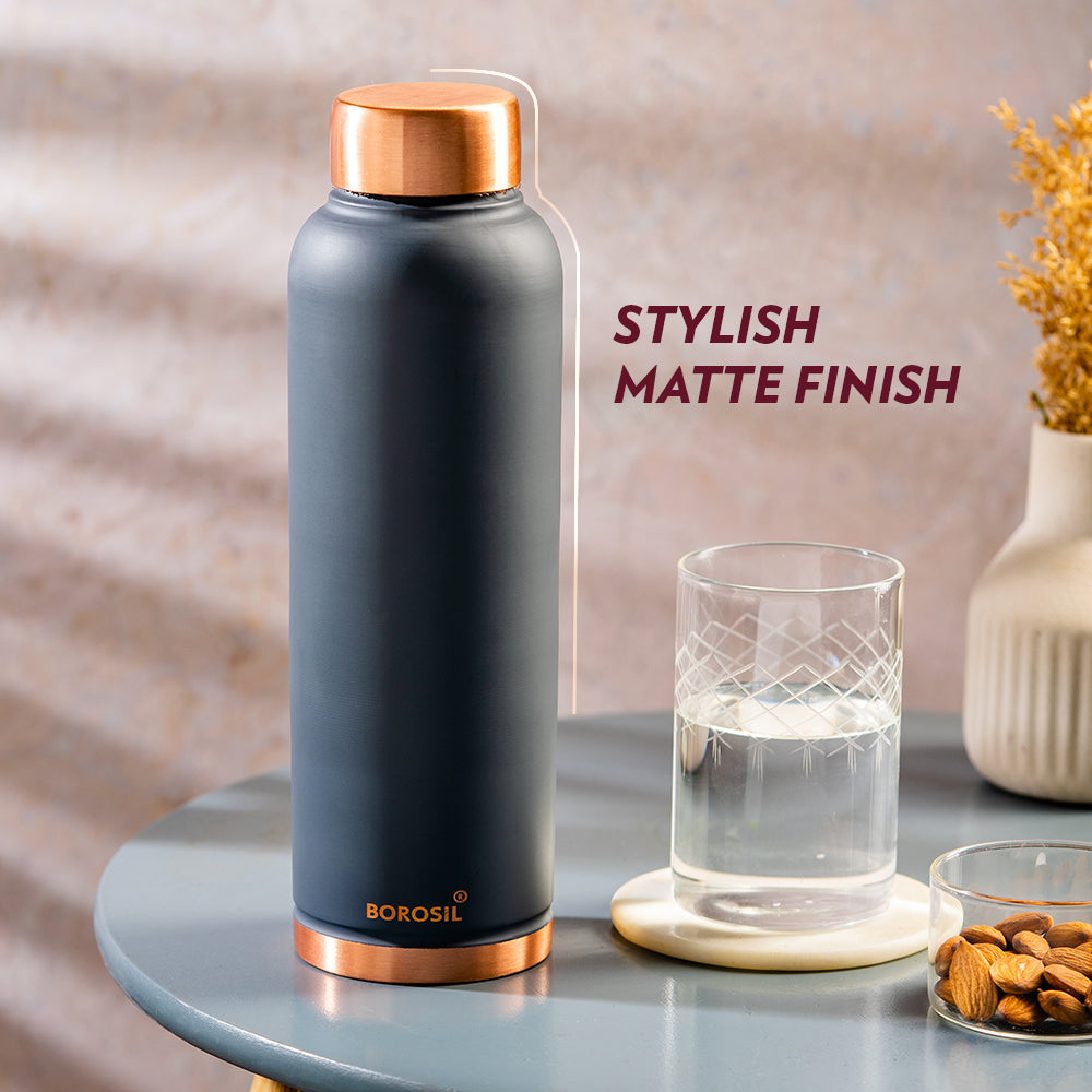 Borosil Eco Copper Bottle, Grey, 1L